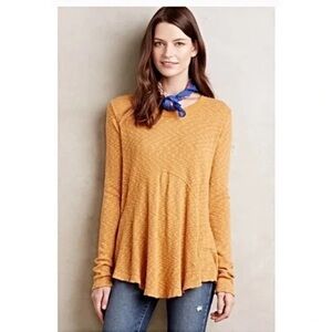 Anthropologie left of center dara knit mustard pull‎ over  long sleeve